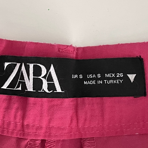 2/$30 ZARA High Waisted Wide Leg Pants Small Fuchsia Darted Full Length #7178 - Picture 13 of 15